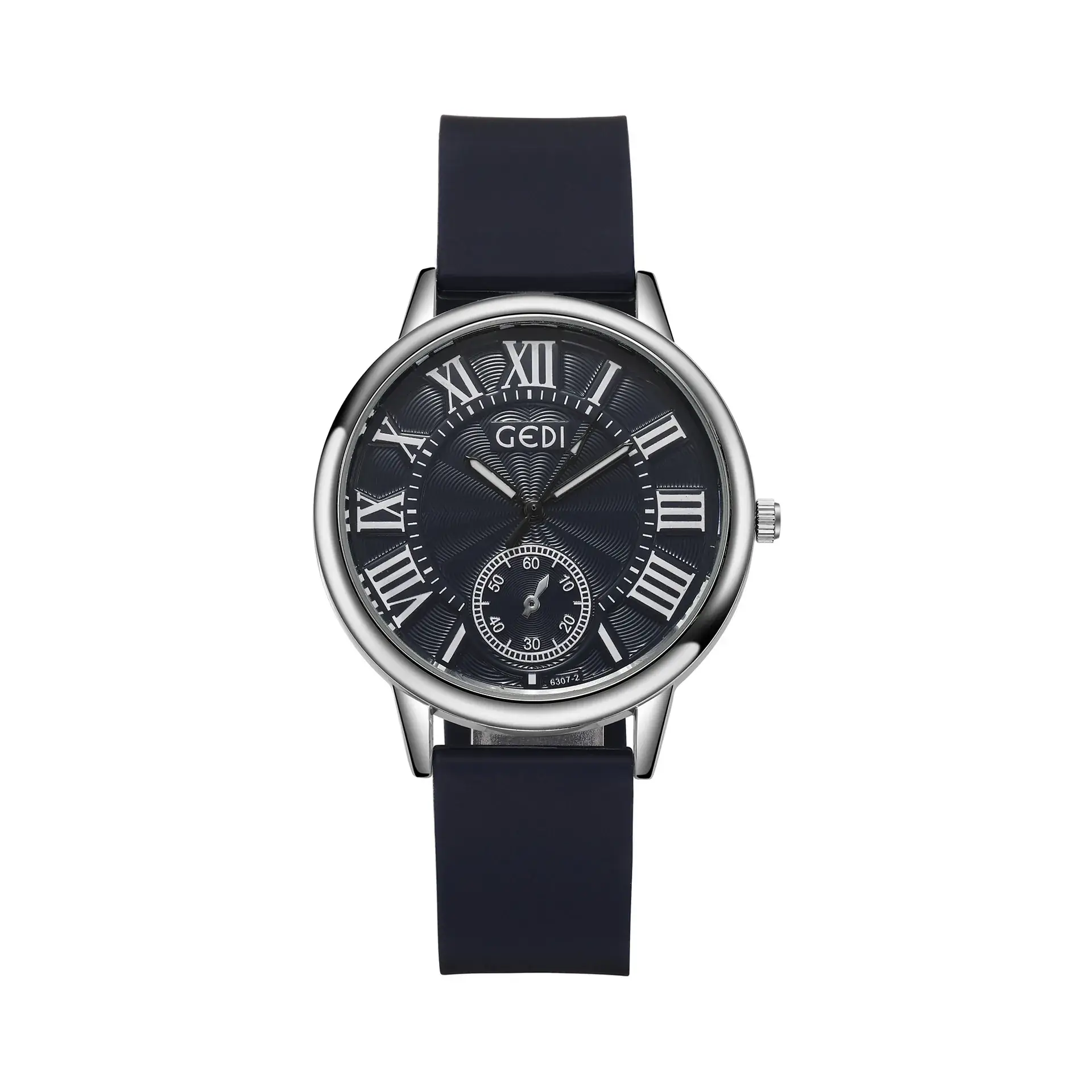 Women's Black Roman Dial Quartz Watch with Silicone Band