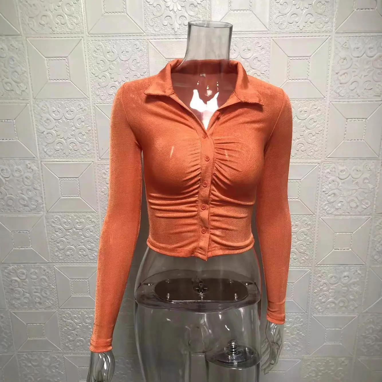 Green Ruched Long Sleeve Cardigan for Women - Image 8