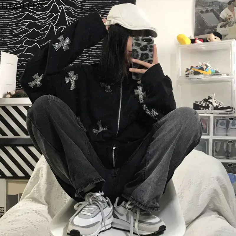 Women Printed Tie-Dye Hooded Sports Top Black — feature 10