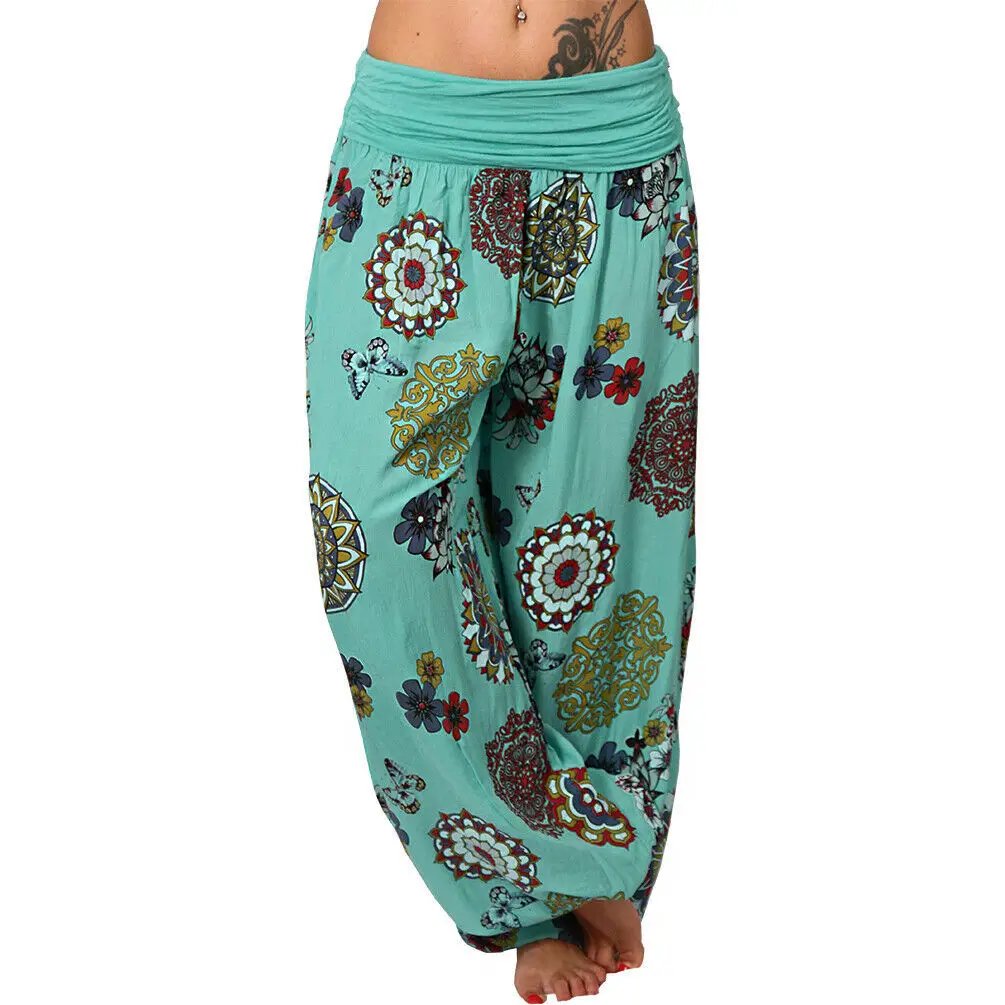 2022 Digital Print Long Wide Leg Pants Green Camo - Image 14