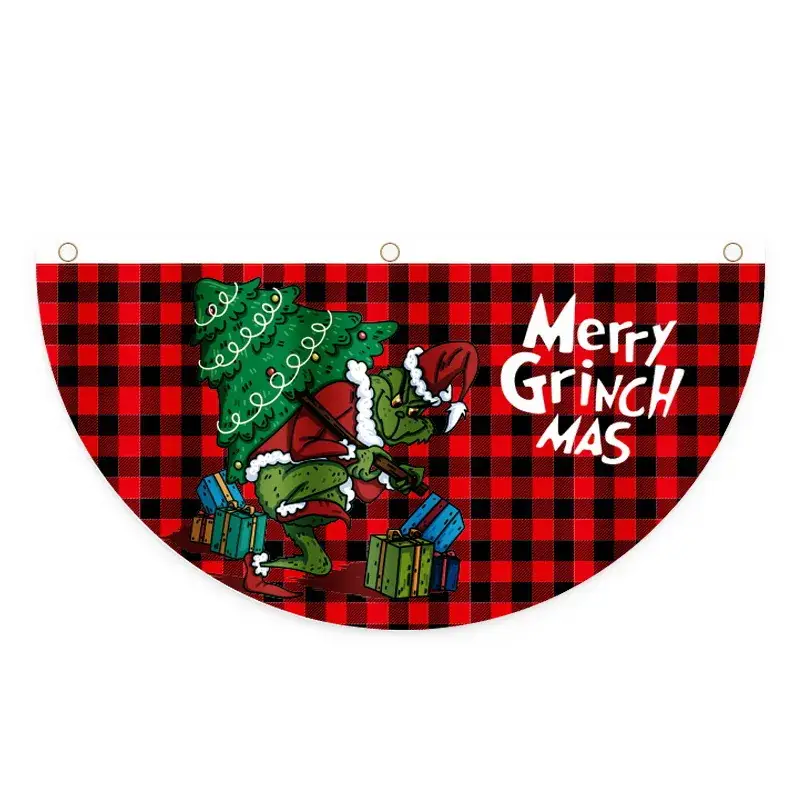 New Year Christmas Fan Shaped Flag Door Hanging Decor - Image 2