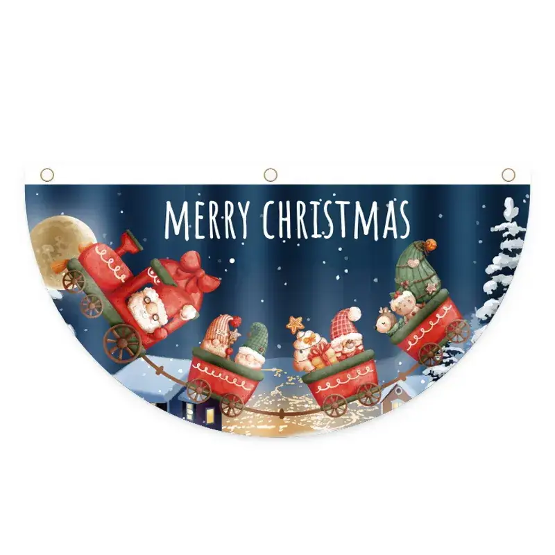 New Year Christmas Fan Shaped Flag Door Hanging Decor - Image 5