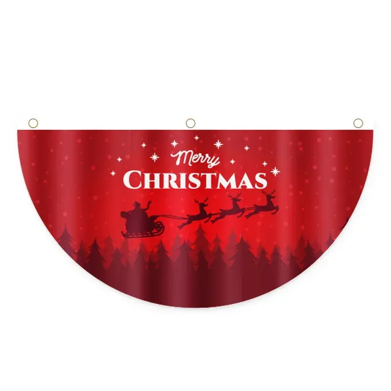 New Year Christmas Fan Shaped Flag Door Hanging Decor - Image 6
