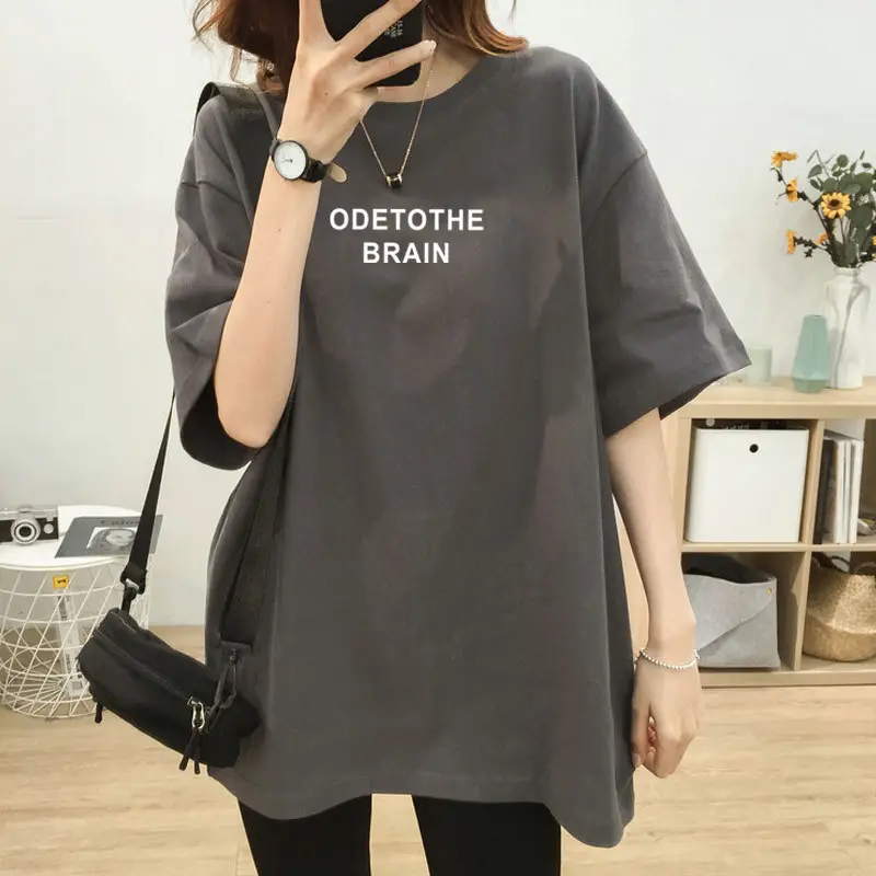 Pregnant Women's Cotton T-shirt Mid Length Loose Fit
