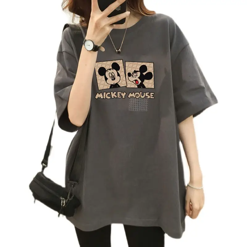 Pregnant Women's Cotton T-shirt Mid Length Loose Fit