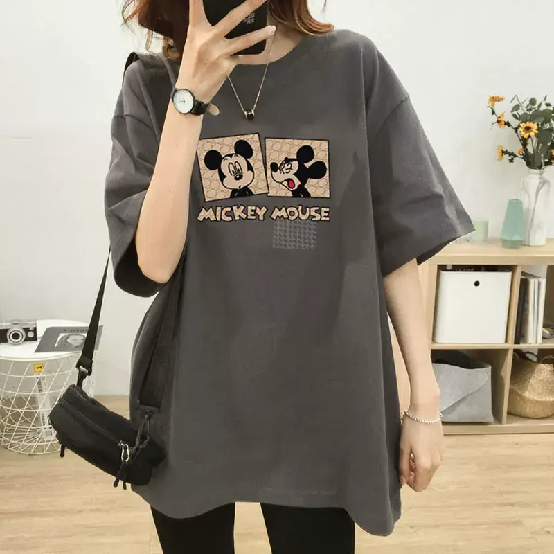 Pregnant Women's Cotton T-shirt Mid Length Loose Fit — feature 2