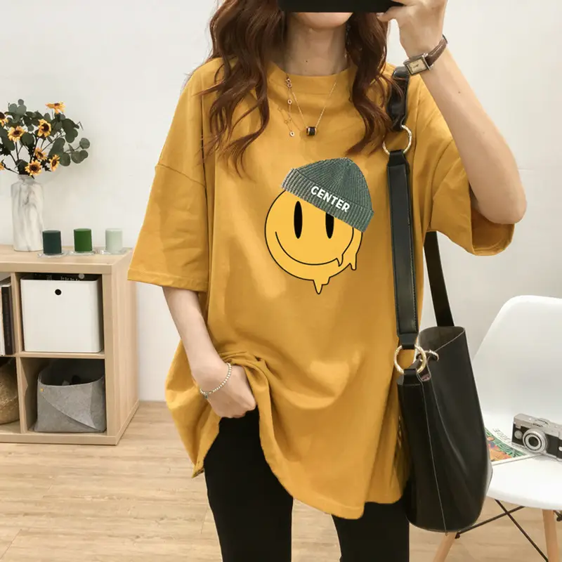 Pregnant Women's Cotton T-shirt Mid Length Loose Fit