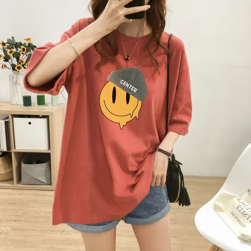 Pregnant Women's Cotton T-shirt Mid Length Loose Fit