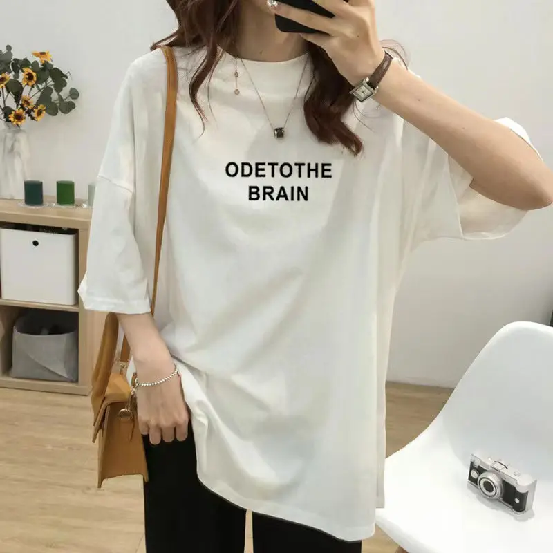 Pregnant Women's Cotton T-shirt Mid Length Loose Fit