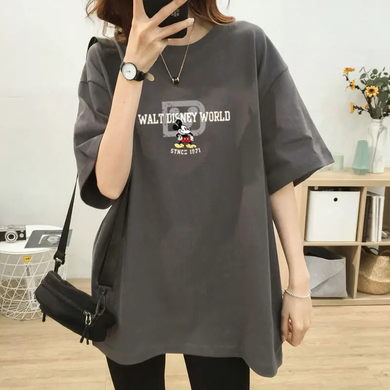 Pregnant Women's Cotton T-shirt Mid Length Loose Fit