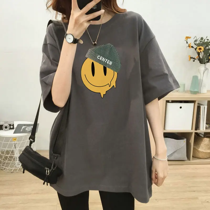 Pregnant Women's Cotton T-shirt Mid Length Loose Fit