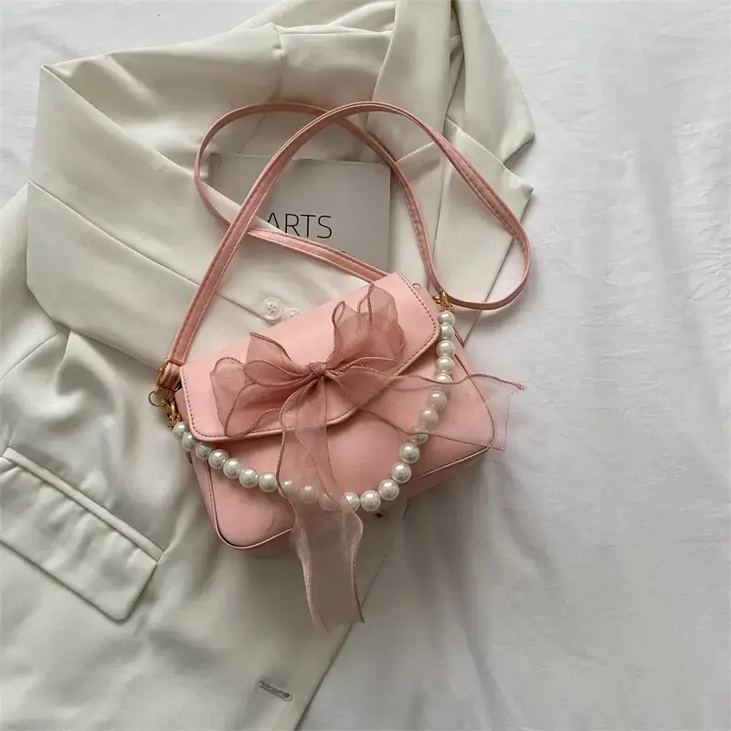 Pink Pearl Chain Shoulder Bag for Women 2022 - Image 4