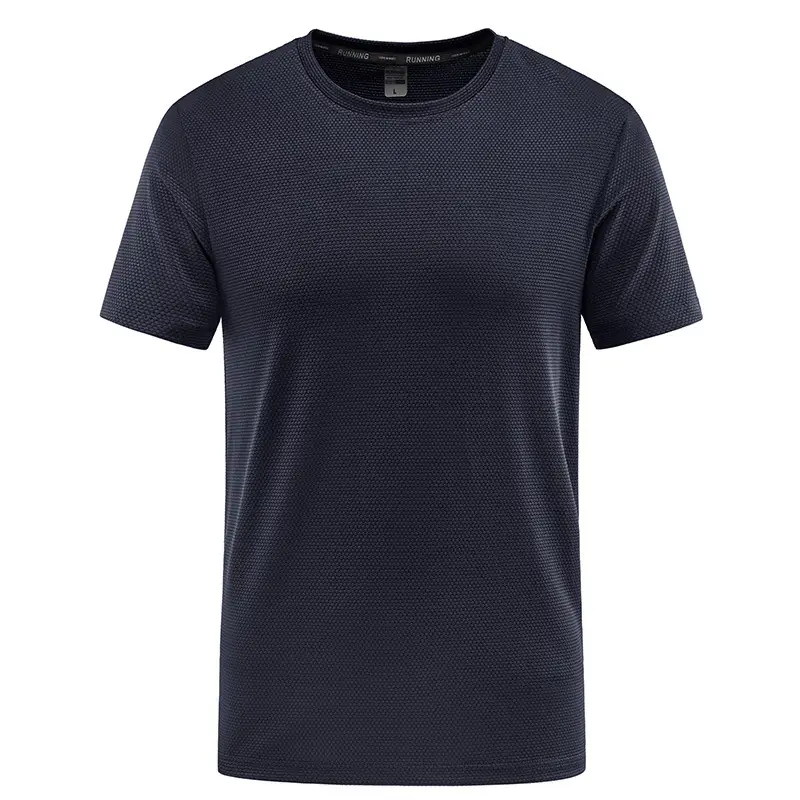 Men's Black Thin Sports T-Shirt Round Neck Quick Dry