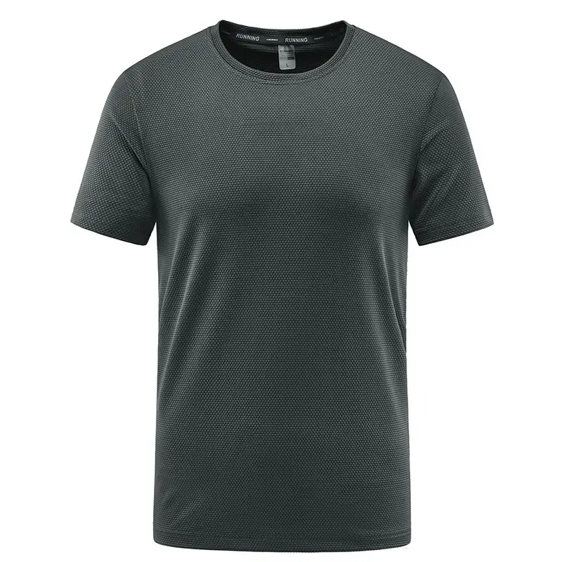 Men's Black Thin Sports T-Shirt Round Neck Quick Dry