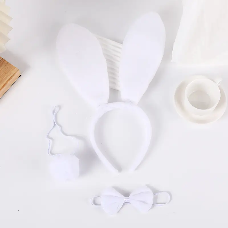 Red Fleece Rabbit Ears Headband for Girls Halloween Party - Image 15