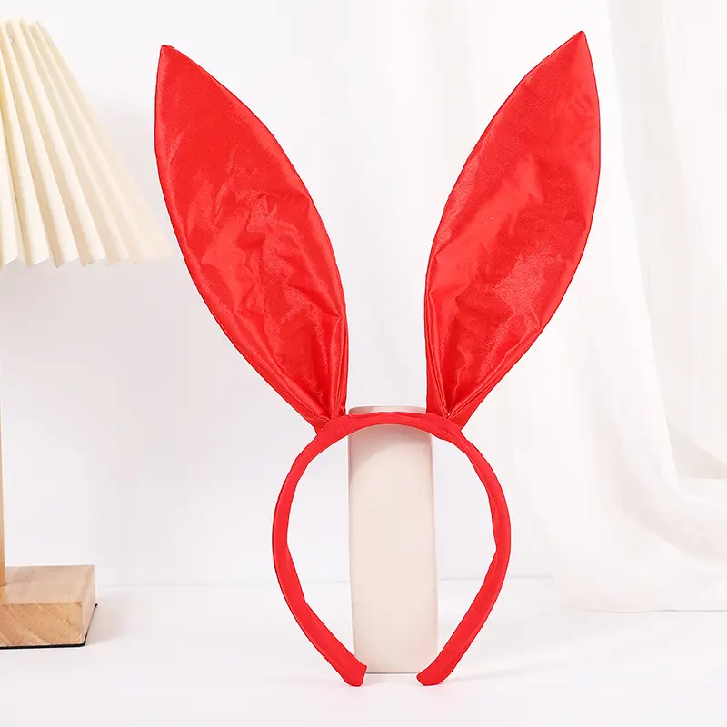 Red Fleece Rabbit Ears Headband for Girls Halloween Party - Image 4