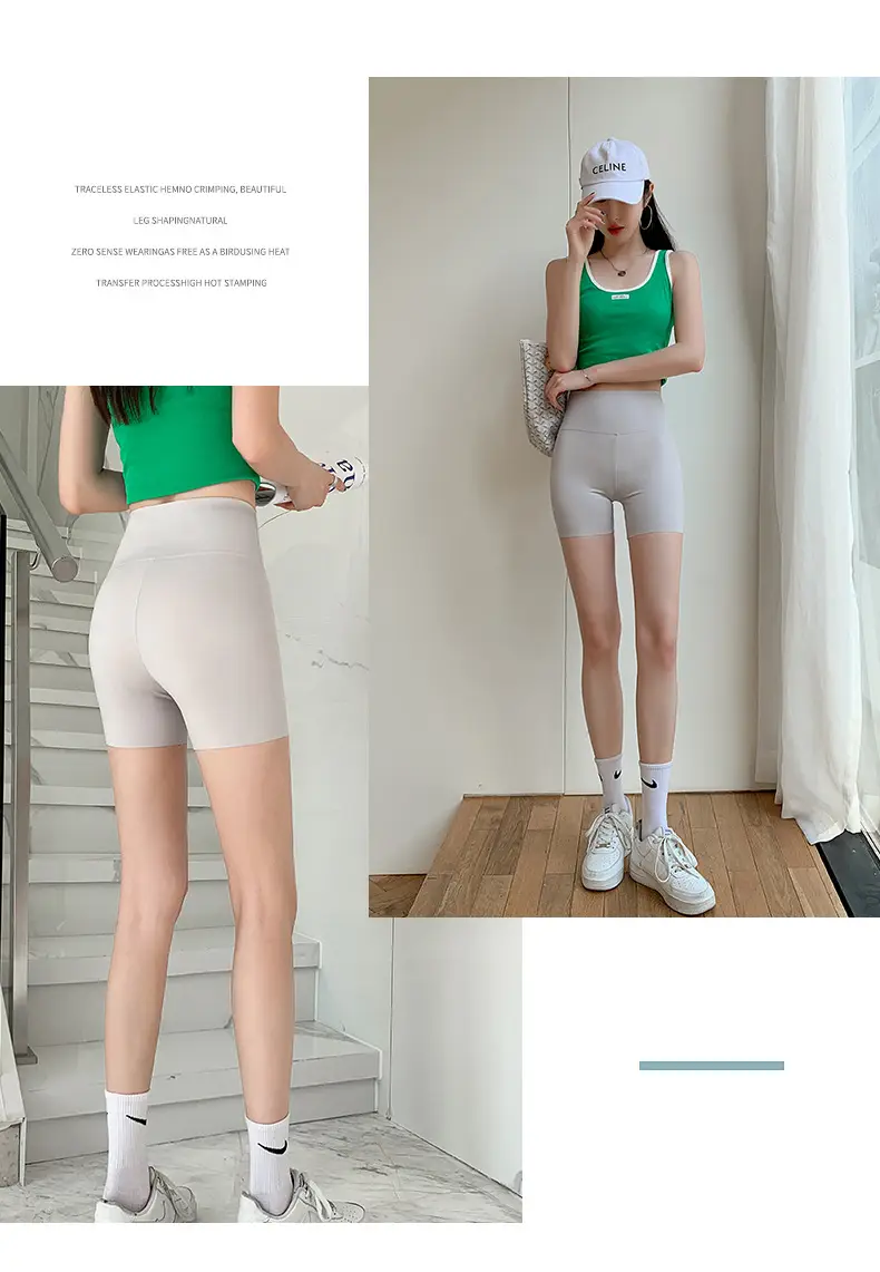 Women Shark Skin Leggings Gray Five Points Tight Fitting — feature 50