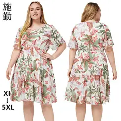 Plus Size Fat Body Dress Navy Blue Round Neck Short Sleeve — feature 12