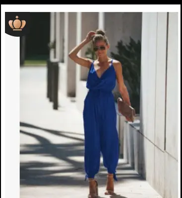 Blue Backless Tie-Up Long Jumpsuit 2023 Summer