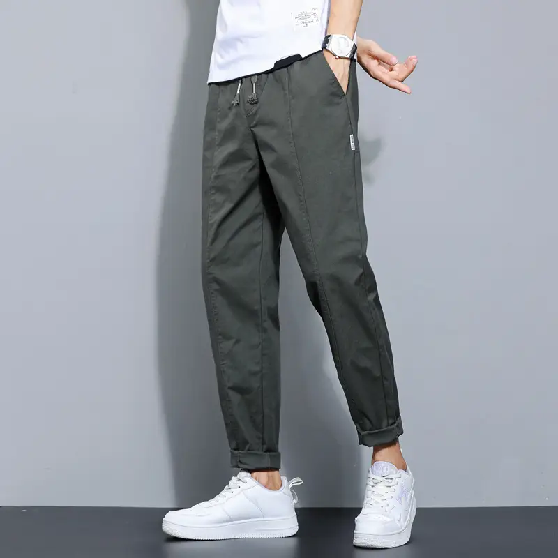 Men's Black Straight Cotton Casual Pants Spring Autumn - Image 5