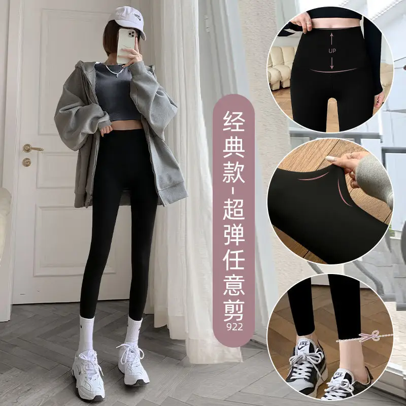 Fleece Lined Shark Pants Women Winter Thickens Black Stretch Yoga Pencil Skinny - Image 2