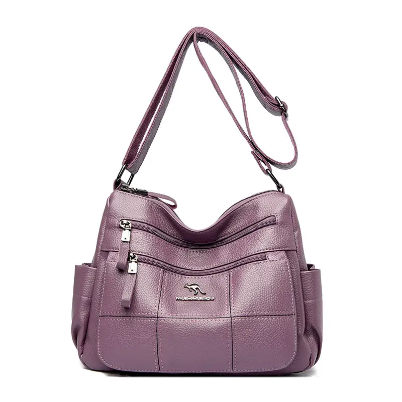Classic Embroidered Checkered Mom Bag 2026 Korean Version Multi-Pocket Leather Small Square Bag Fashionable Lychee Pattern Shoulder Bag