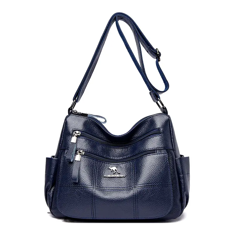 Classic Embroidered Checkered Mom Bag 2026 Korean Version Multi-Pocket Leather Small Square Bag Fashionable Lychee Pattern Shoulder Bag