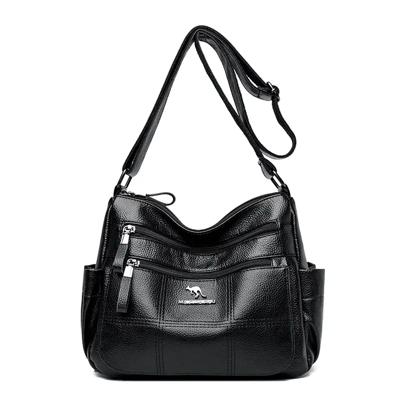 Classic Embroidered Checkered Mom Bag 2026 Korean Version Multi-Pocket Leather Small Square Bag Fashionable Lychee Pattern Shoulder Bag