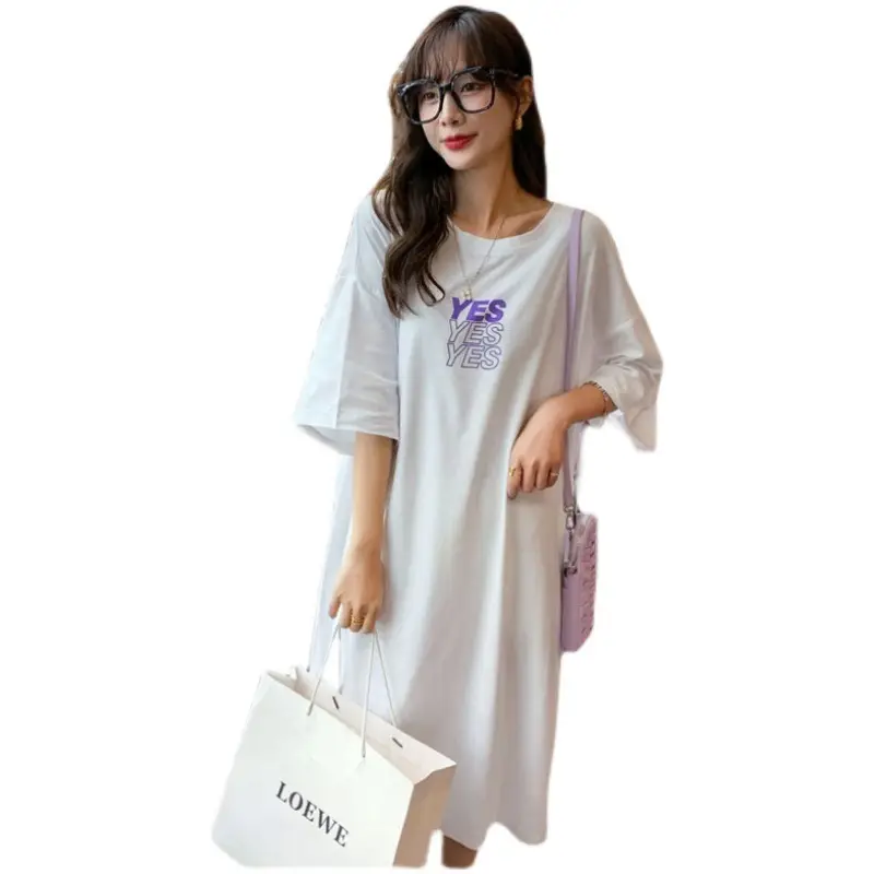 Maternity Dress White Oversized Korean Style Loose Long - Image 7