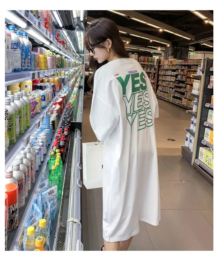 Maternity Dress White Oversized Korean Style Loose Long — feature 15
