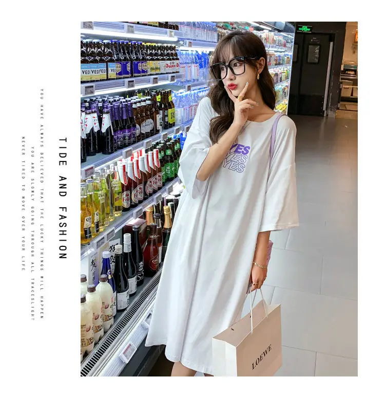 Maternity Dress White Oversized Korean Style Loose Long — feature 16