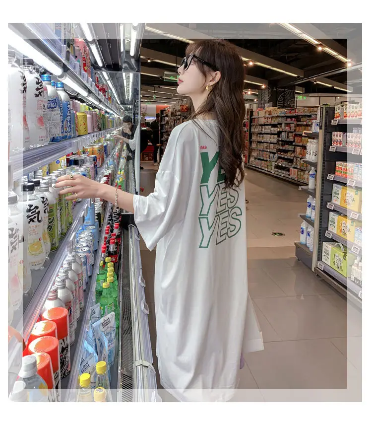 Maternity Dress White Oversized Korean Style Loose Long — feature 17