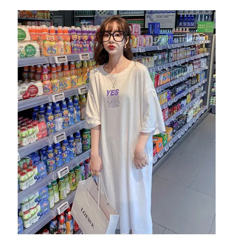 Maternity Dress White Oversized Korean Style Loose Long — feature 19