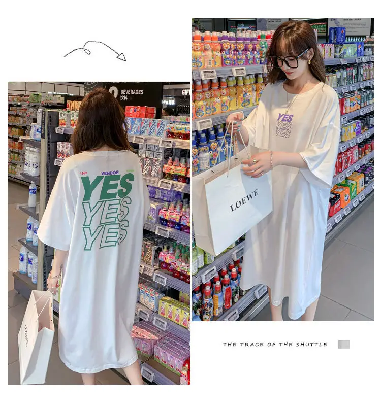 Maternity Dress White Oversized Korean Style Loose Long — feature 20