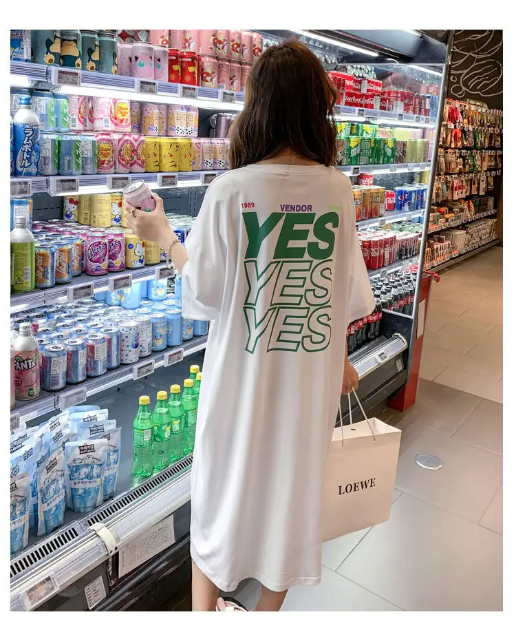 Maternity Dress White Oversized Korean Style Loose Long — feature 21