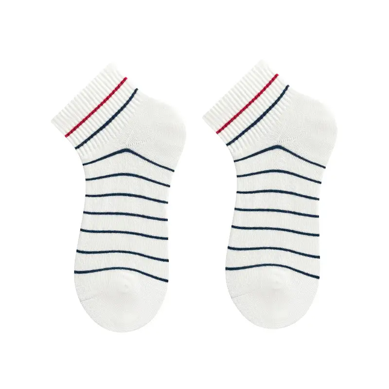 Hw Summer Thin Stripesd Socks Men's Boat Socks Shallow Mouth Women's Short Socks Sweat-Absorbent Sports Socks Trendy Low Top