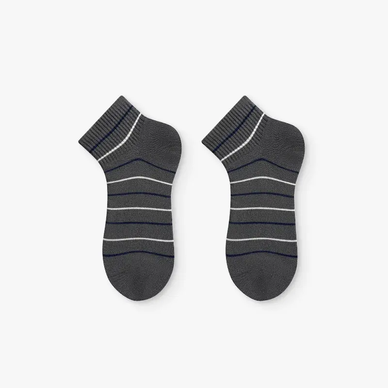 Hw Summer Thin Stripesd Socks Men's Boat Socks Shallow Mouth Women's Short Socks Sweat-Absorbent Sports Socks Trendy Low Top