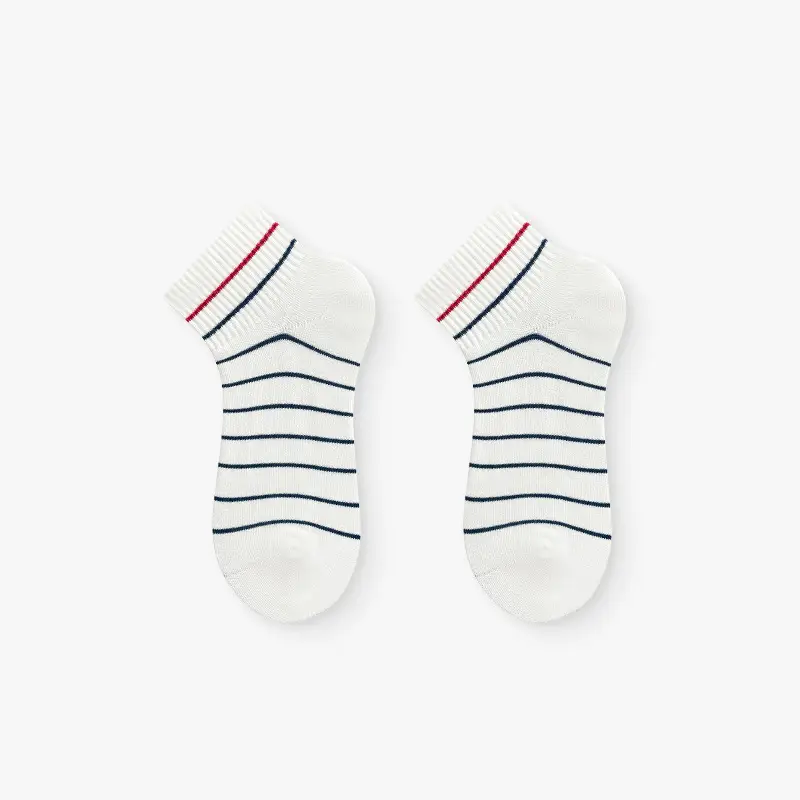 Hw Summer Thin Stripesd Socks Men's Boat Socks Shallow Mouth Women's Short Socks Sweat-Absorbent Sports Socks Trendy Low Top
