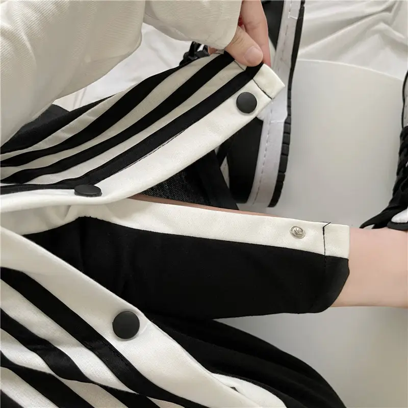 Women Button Loose Casual Trousers Grey Black Split 2021 — feature 35