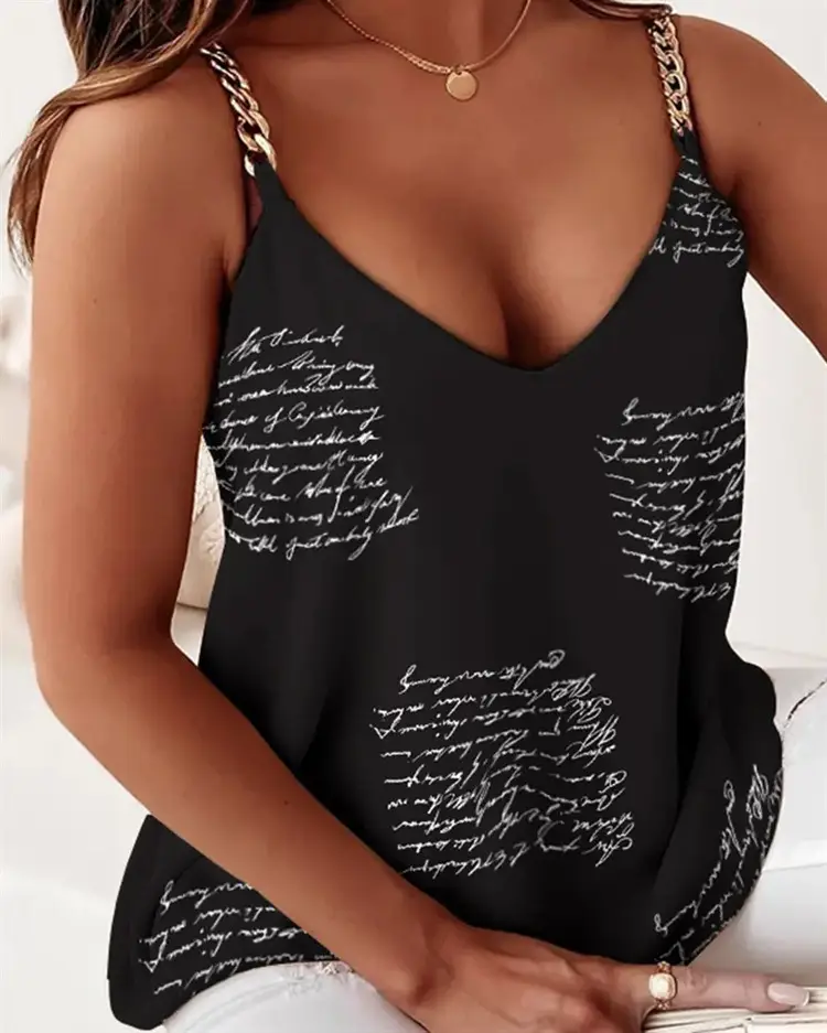 Women's 2022 Chain Camisole Black Gold Red - Image 10