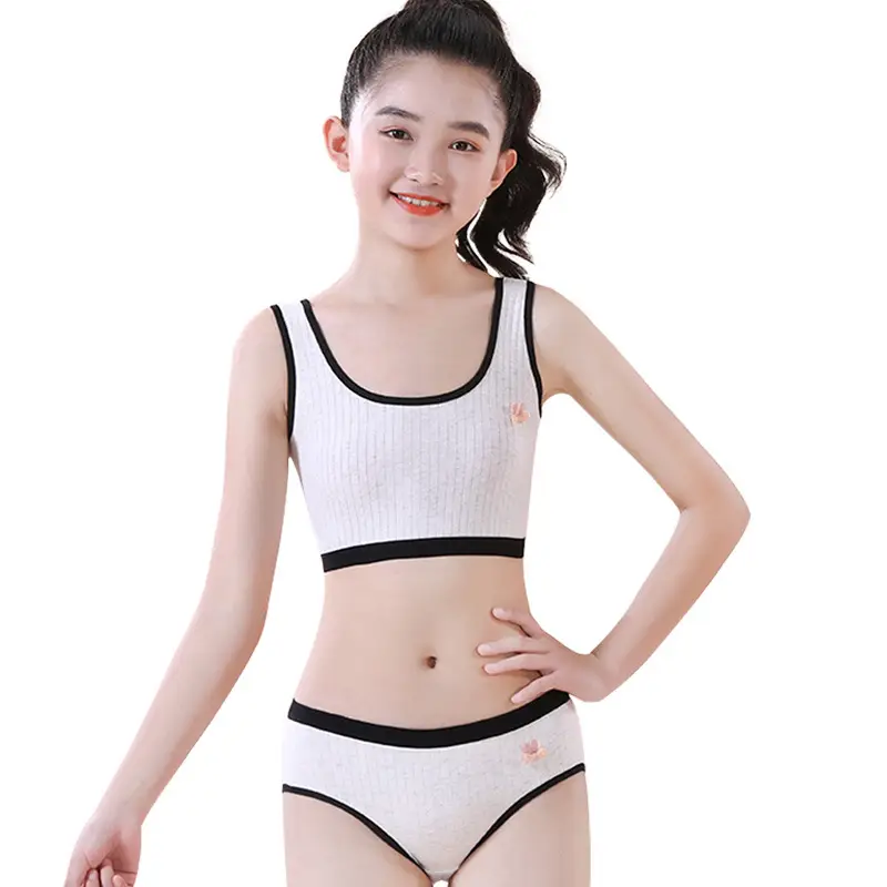 Girls' Underwear Developmental Pupils Pure Cotton 13-year-old 12-year-old Girls' Underwear Bra Children's Vest Set