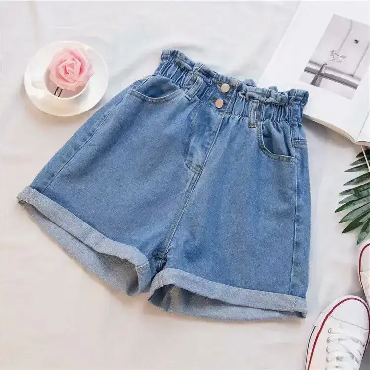 Women Thick Thigh Denim Shorts Large Staggered Waist - Image 2