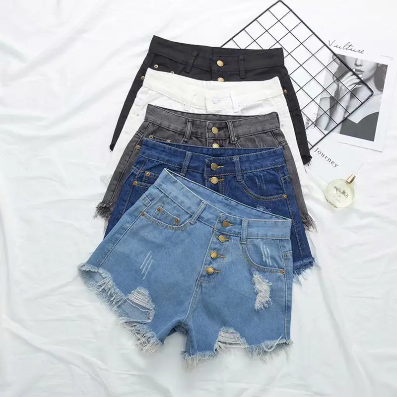 Women Denim Shorts White High Waist Chubby Style - Image 7