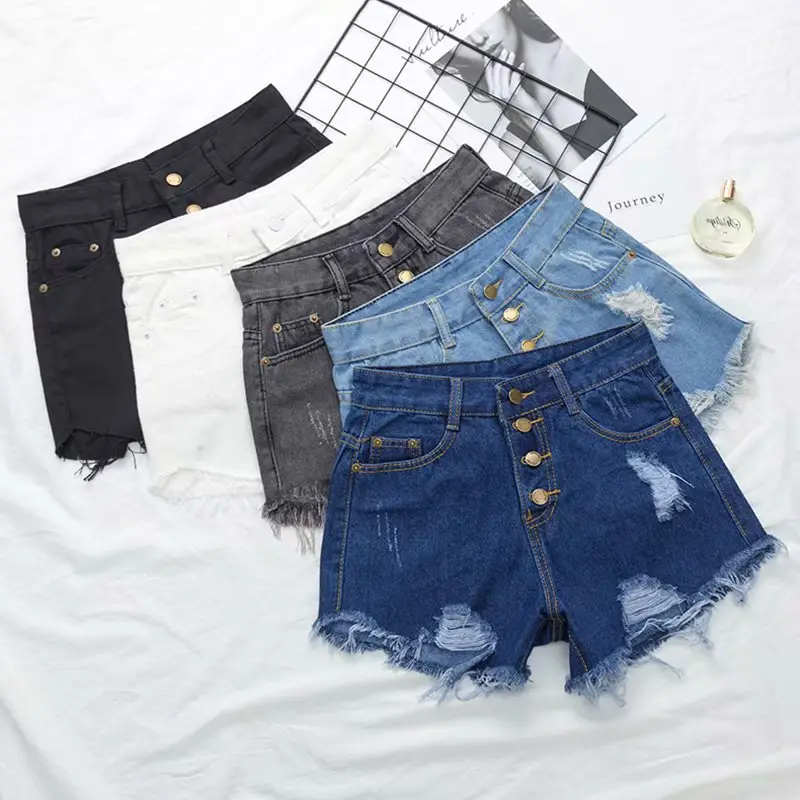 Women Denim Shorts White High Waist Chubby Style - Image 8