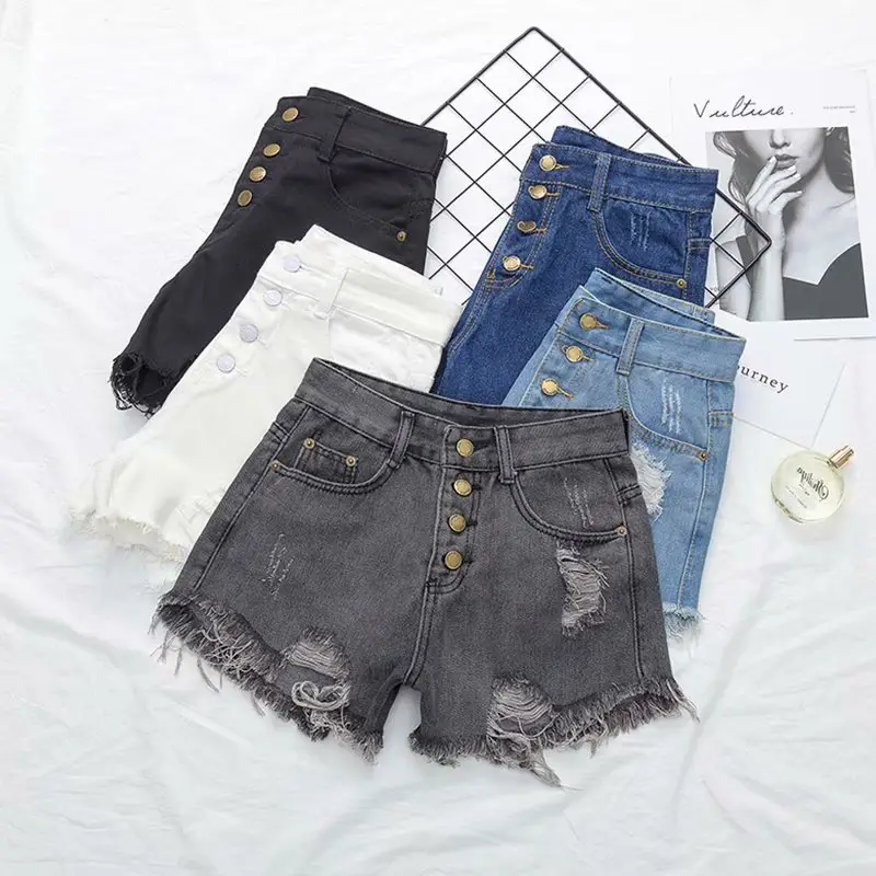 Women Denim Shorts White High Waist Chubby Style - Image 9