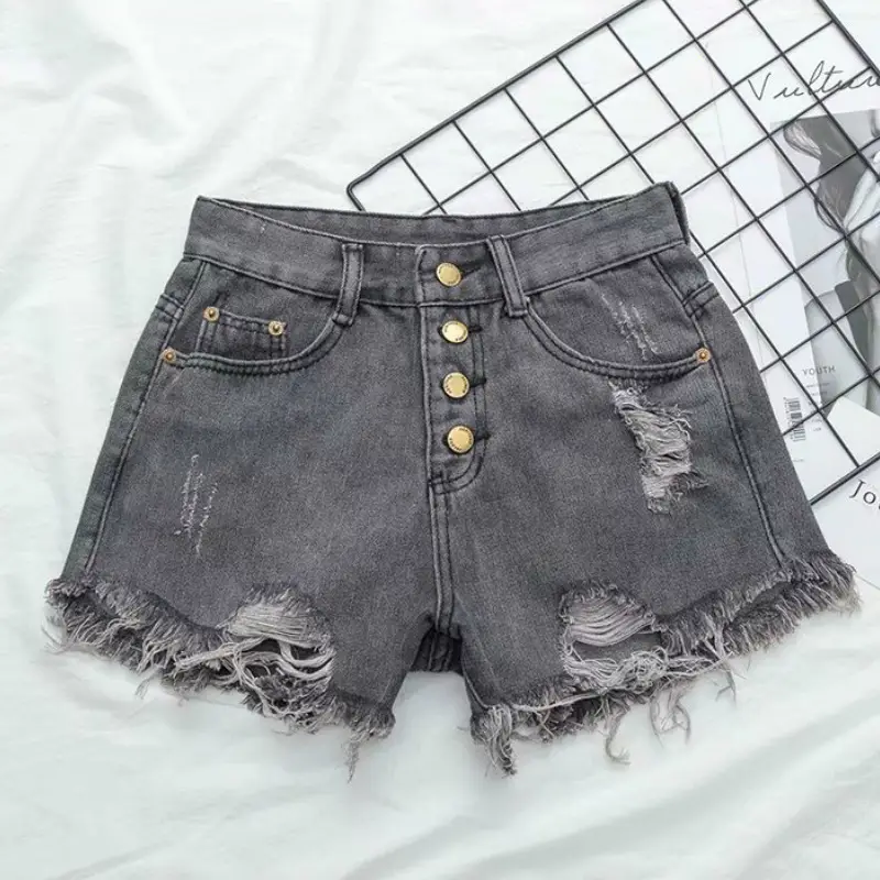 Women Denim Shorts White High Waist Chubby Style - Image 5