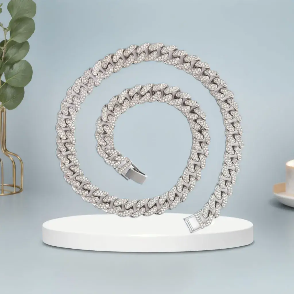 Full Diamond Cuban Chain Necklace for Men Women 13mm - Image 6