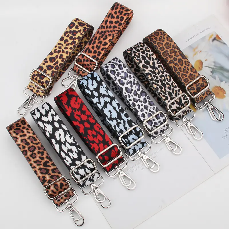 Leopard Print Crossbody Bag Strap Adjustable Gold - Image 14