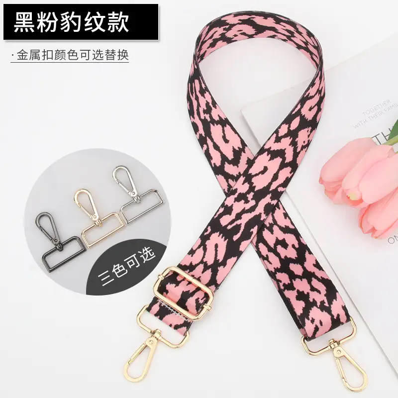Leopard Print Crossbody Bag Strap Adjustable Gold - Image 3