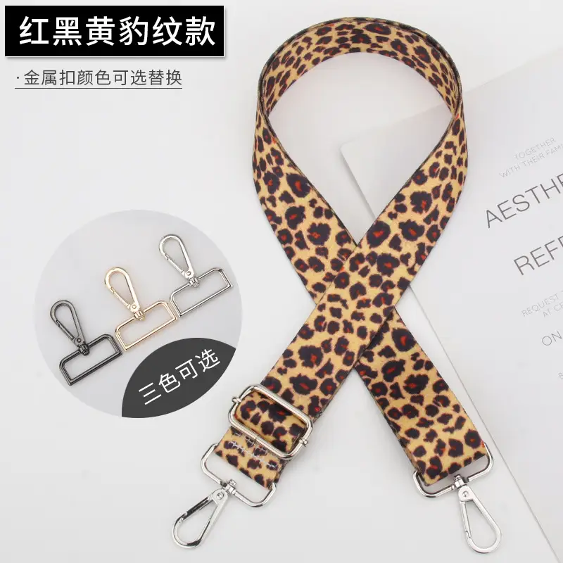Leopard Print Crossbody Bag Strap Adjustable Gold - Image 6